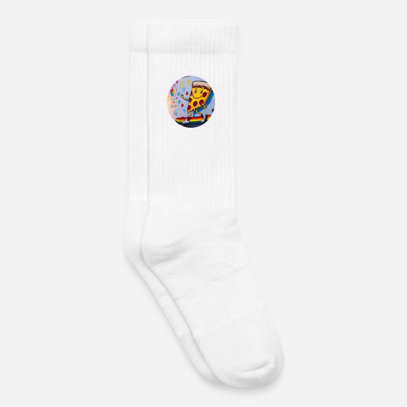 Pizza Slice Skateboard Graffiti - Kinder Tennissocken - Weiß
