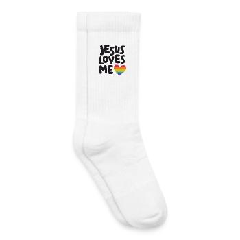 LGBTQ Pride Month - Jesus Loves Me - Kids Tennis Socks - white - Right