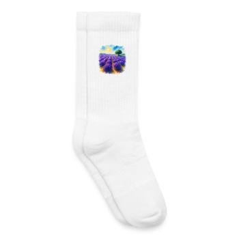 Champ de lavande - Chaussettes de tennis bio enfant - blanc - Droite