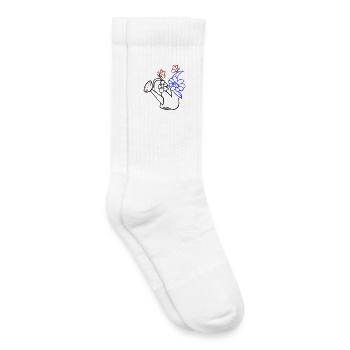 Arrosoir avec des fleurs et des papillons - Chaussettes de tennis bio enfant - blanc - Droite