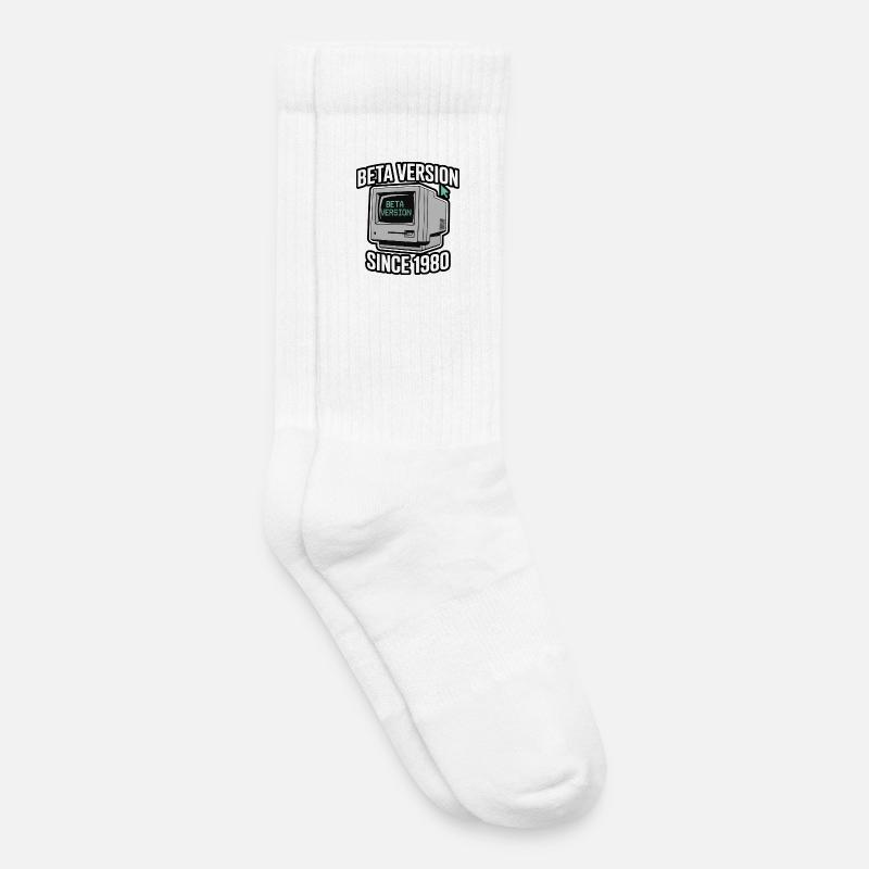 Retro Computer Beta Version Design - Kids Tennis Socks - white