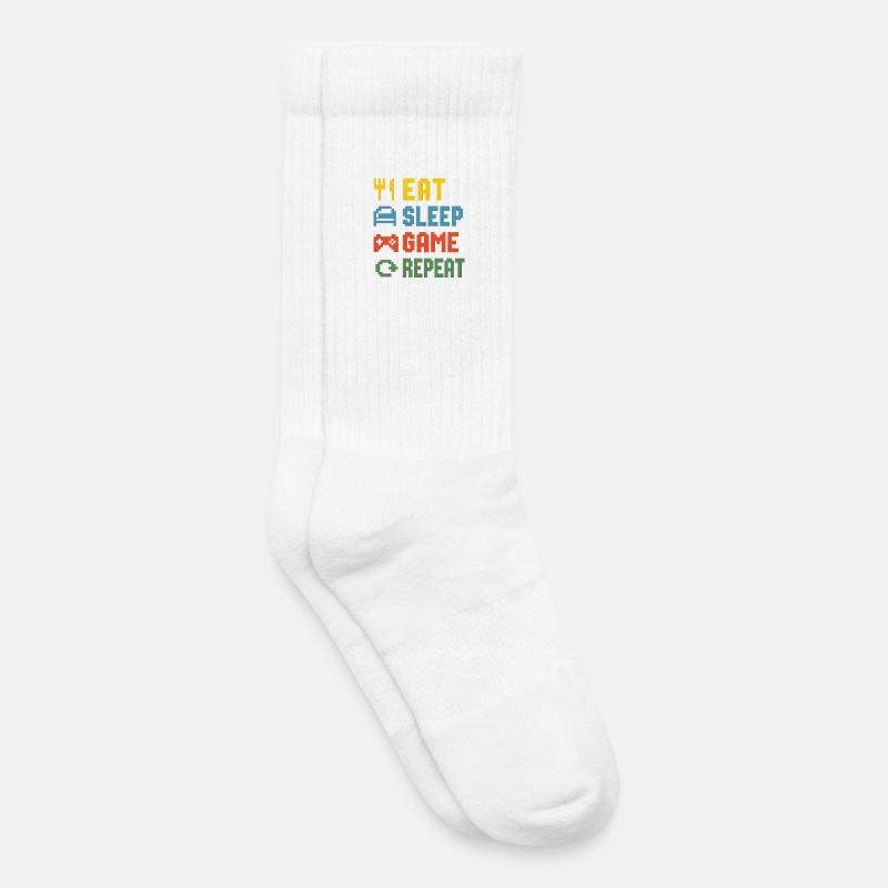 Eat Sleep Game Repeat - Kinder Tennissocken - Weiß