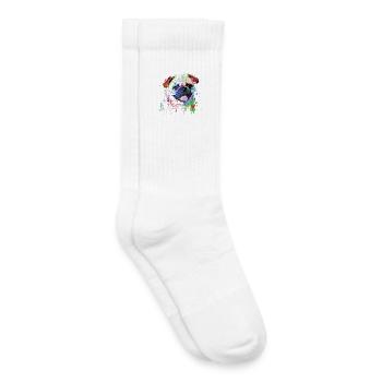 Bulldog Portrait in Vibrant Colors - Kids Tennis Socks - white - Right