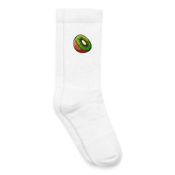 Kiwi éclat cartoon vert et brun - Chaussettes de tennis bio enfant - blanc - Droite