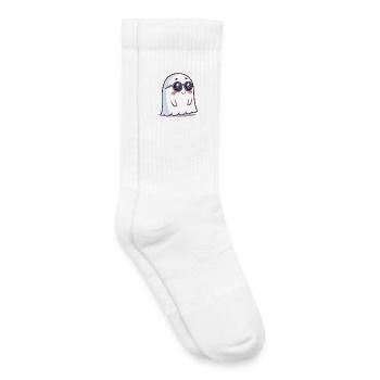Fantôme Chic Lunettes Noires Dessin Animé - Chaussettes de tennis bio enfant - blanc - Droite