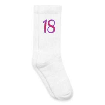 18. 18 ANS. 18e ANNIVERSAIRE. ANNIVERSAIRE 18 ANS. - Chaussettes de tennis bio enfant - blanc - Droite