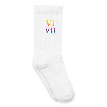 67 Meme VII Roman Numeral Stack - Kids Tennis Socks - white - Right