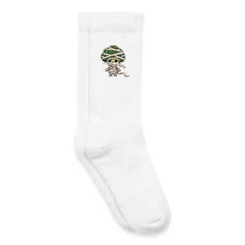 Süße Halloween Brokkoli Mumie Zombie Verkleidung - Kinder Tennissocken - Weiß - Rechts