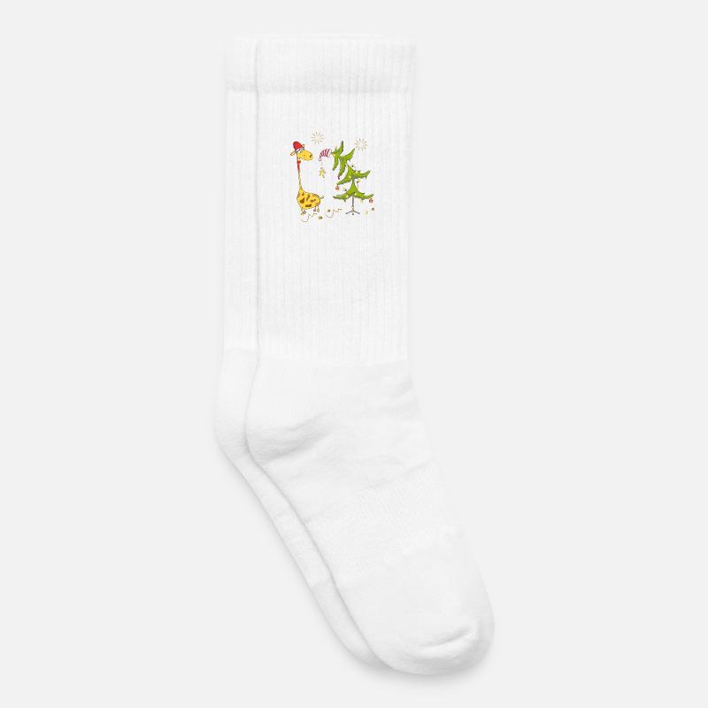 Giraffe mit Weihnachtsbaum - Kinder Tennissocken - Weiß