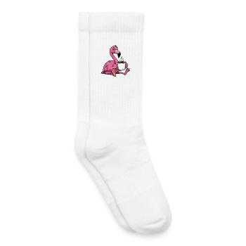 Cute Cartoon Flamingo Coffee Morning Grouch Office On - Kids Tennis Socks - white - Right