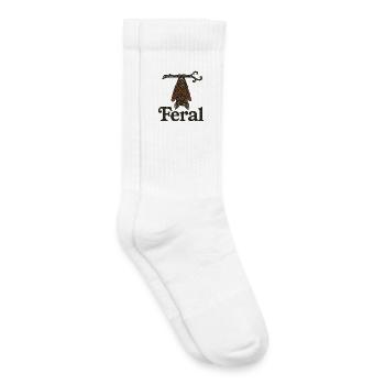 Feral Bat Crest Vintage Illustration - Kids Tennis Socks - white - Right