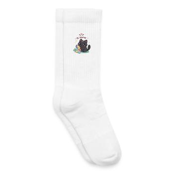 Chat Créatif et Origamis colorés - Chaussettes de tennis bio enfant - blanc - Droite