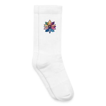 Couleurs d’art florales colorées Flower Star Mandala - Chaussettes de tennis bio enfant - blanc - Droite