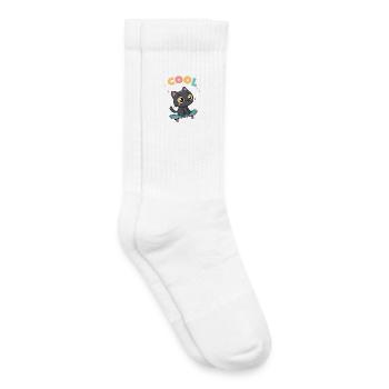 Chat skateboard pastel - Chaussettes de tennis bio enfant - blanc - Droite