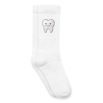 Happy Tooth Cartoon Motif - Kids Tennis Socks - white - Right