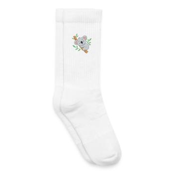 Dreamy Koala on Tropical Branch - Kids Tennis Socks - white - Right