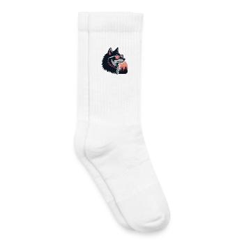 Schicker Wolf in der Sonne und Brille - Kinder Tennissocken - Weiß - Rechts