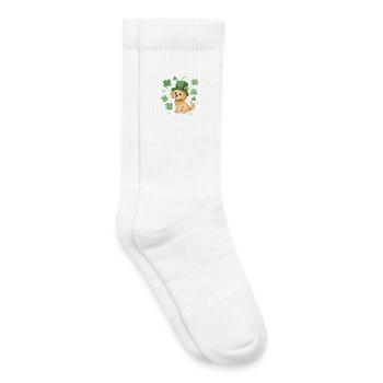 Chien Labrador Leprechaun et Trèfle Vert - Chaussettes de tennis bio enfant - blanc - Droite