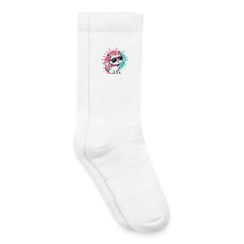 Chat coloré lunettes soleil - Chaussettes de tennis bio enfant - blanc - Droite