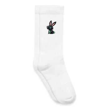 Lapin Galactique Lunettes Néon - Chaussettes de tennis bio enfant - blanc - Droite
