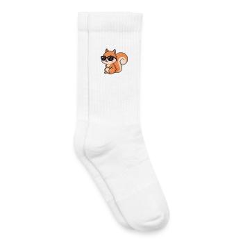 Écureuil cartoon lunettes noires - Chaussettes de tennis bio enfant - blanc - Droite