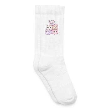 Pastellkatzen Haufen Kuschelfreudig - Kinder Tennissocken - Weiß - Rechts