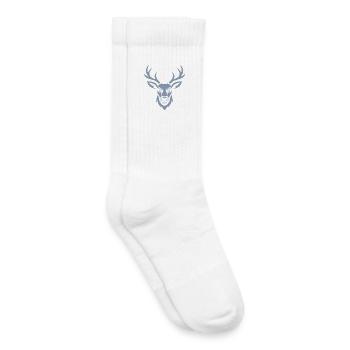 Tête de cerf bleu - Chaussettes de tennis bio enfant - blanc - Droite