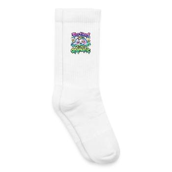 Too Tired to Be Dramatic – Funny Melting Cartoon - Kids Tennis Socks - white - Right