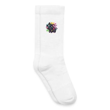 Cochon Art Spray et Lunettes - Chaussettes de tennis bio enfant - blanc - Droite