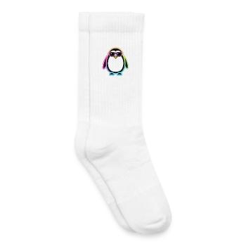 Pingouin Néon Lunettes - Chaussettes de tennis bio enfant - blanc - Droite