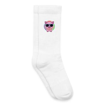 Kawaii Pig Rainbow Glasses - Kinder Tennissocken - Weiß - Rechts