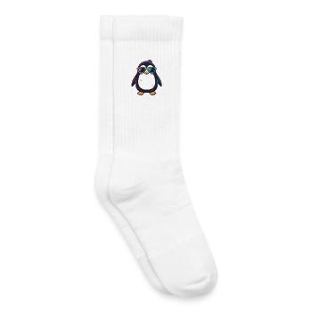 Pingouin néon lunettes - Chaussettes de tennis bio enfant - blanc - Droite