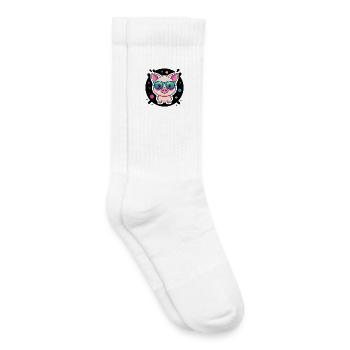 Schicke Schweine, bunte Gläser - Kinder Tennissocken - Weiß - Rechts