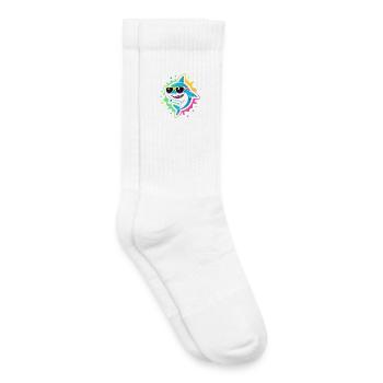 Requin néon lunettes pop - Chaussettes de tennis bio enfant - blanc - Droite