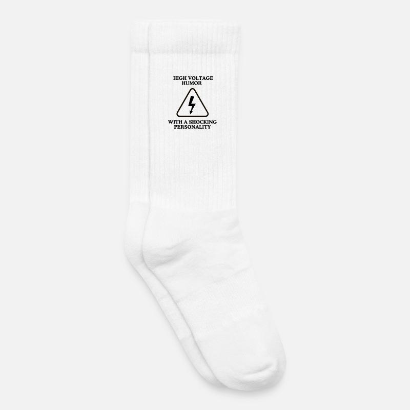 Lightning Warning Triangular Sign - Kids Tennis Socks - white