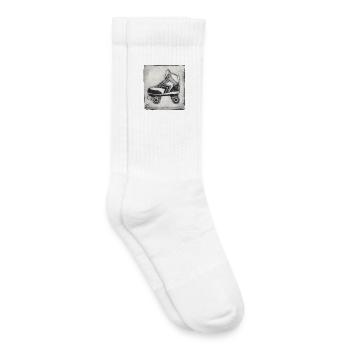 Roller Roller Retro - Sculpté à la main imprimable - Chaussettes de tennis bio enfant - blanc - Droite