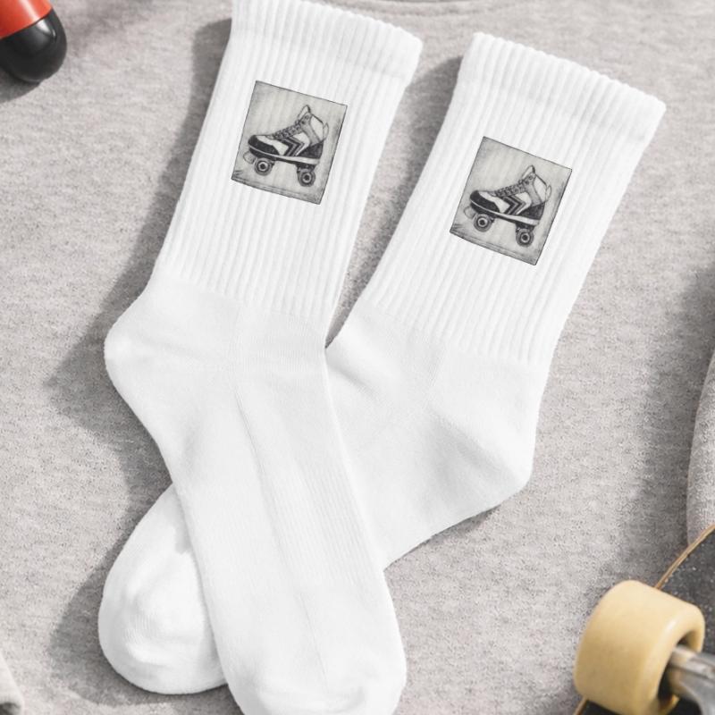 Roller Roller Retro - Sculpté à la main imprimable Chaussettes de tennis bio enfant