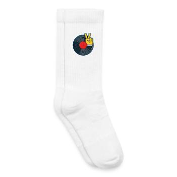 Vinyl Album with Hand Showing Peace Sign - Kids Tennis Socks - white - Right