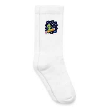 Alien in space on pencil - Kids Tennis Socks - white - Right