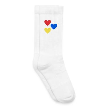 Herz-Trio in Primärfarben - Kinder Tennissocken - Weiß - Rechts