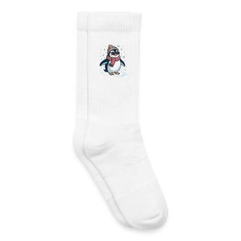 Pingouin mignon - Cadeau pour l’amoureux des manchots - Chaussettes de tennis bio enfant - blanc - Droite