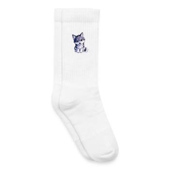 Cuddly wolf puppy with blue eyes - Kids Tennis Socks - white - Right