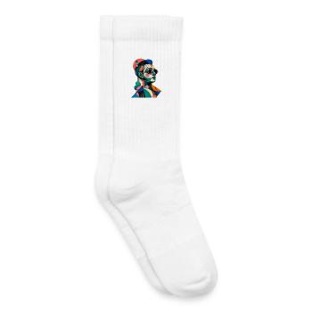 Kubistisches Farbporträt mit Sonnenbrille - Kinder Tennissocken - Weiß - Rechts