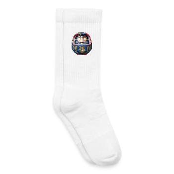 Colorful Daruma with Floral Origami Daruma - Kids Tennis Socks - white - Right