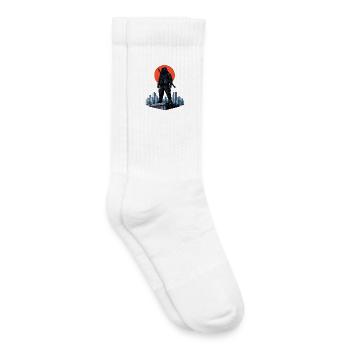 Urban Ninja in front of a red moon - Kids Tennis Socks - white - Right