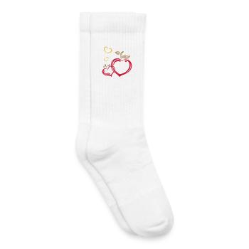 Two apples in heart shape, autumn, fruits, love. - Kids Tennis Socks - white - Right