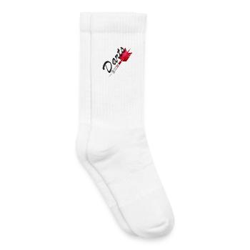 single red dart with darts typography - Kids Tennis Socks - white - Right