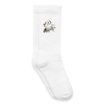 Drummer sits on drums with typography - Kids Tennis Socks - white - Right