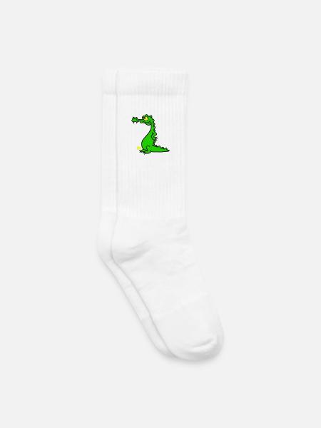 Smiling Crocodile, Three Color Design - Kids Tennis Socks - white