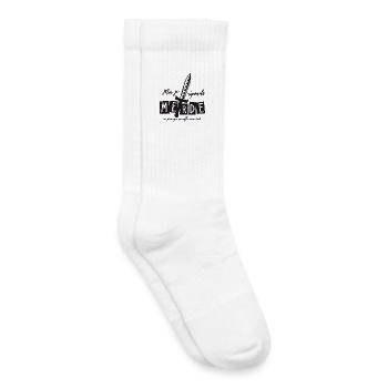 Moi j'réponds Merde en principe ça colle avec tout - Chaussettes de tennis bio enfant - blanc - Droite
